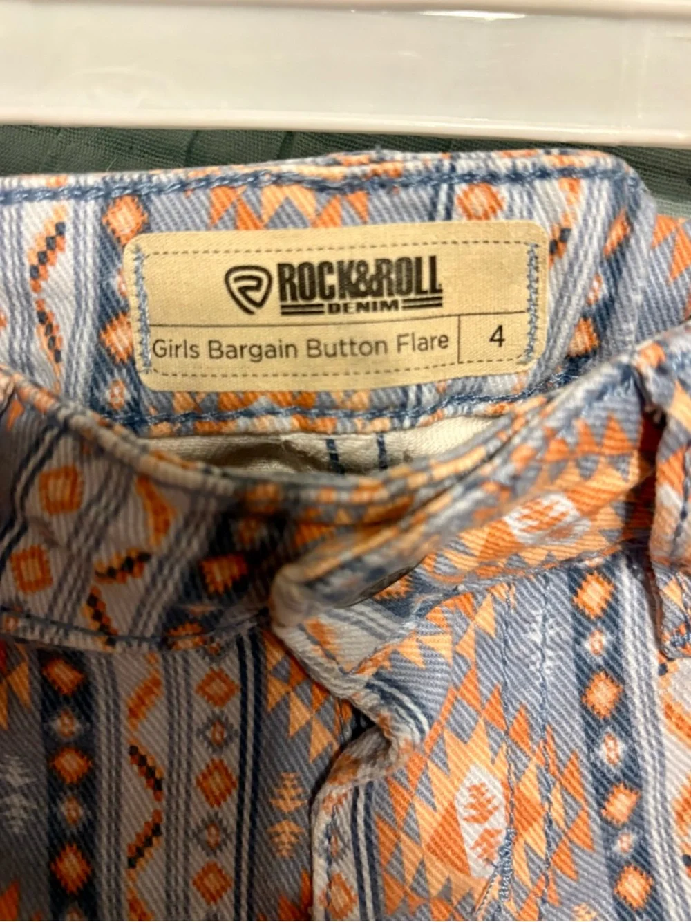 Rock &‎ Roll Denim Girls Aztec Flare Jeans Size 4 Boho Western Bell Bottom Pants